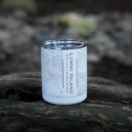 Lummi Island Washington Custom City Map Inscription Coordinates on 10oz Stainless Steel Insulated Cup with Sliding Lid in White