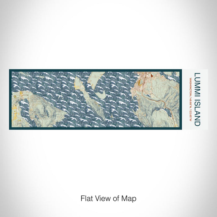 Rendered View of Lummi Island Washington Map on 10oz Stainless Steel Insulated Cup in Woodblock with Sliding Lid