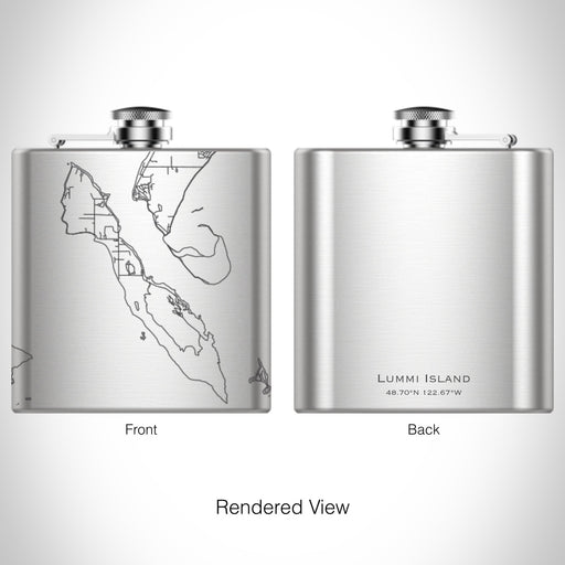 Rendered View of Lummi Island Washington Map on 6oz Stainless Steel Flask