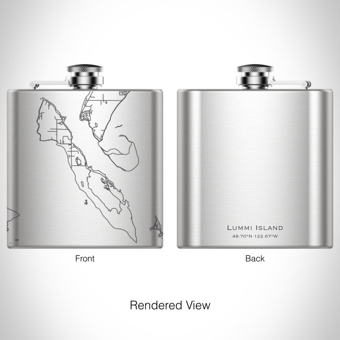 Rendered View of Lummi Island Washington Map on 6oz Stainless Steel Flask