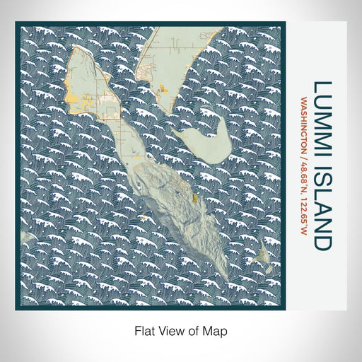 Rendered View of Lummi Island Washington Map on 17oz Stainless Steel Insulated Tumbler in Woodblock Map Style