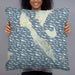 Person holding 22x22 Custom Lummi Island Washington Map Throw Pillow in Woodblock