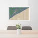 24x36 Lutsen Minnesota Map Print Lanscape Orientation in Afternoon Style Behind 2 Chairs Table and Potted Plant