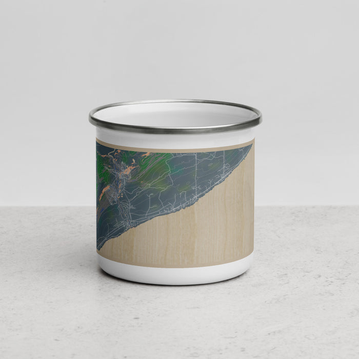 Front View Custom Lutsen Minnesota Map Enamel Mug in Afternoon