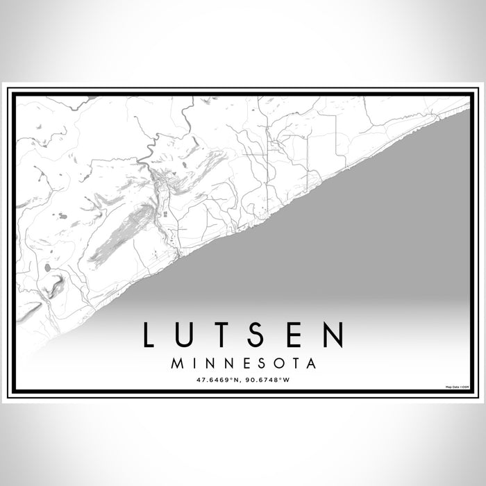 Lutsen Minnesota Map Print Landscape Orientation in Classic Style With Shaded Background