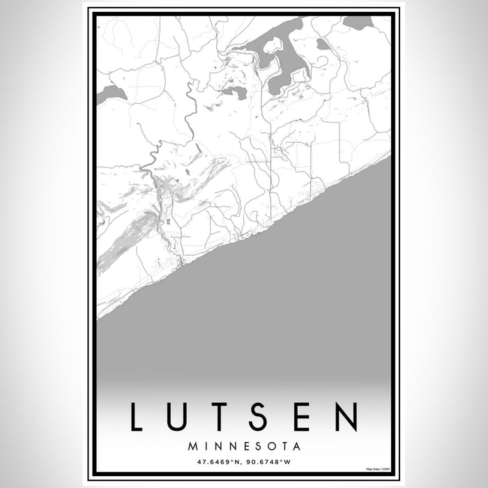 Lutsen Minnesota Map Print Portrait Orientation in Classic Style With Shaded Background