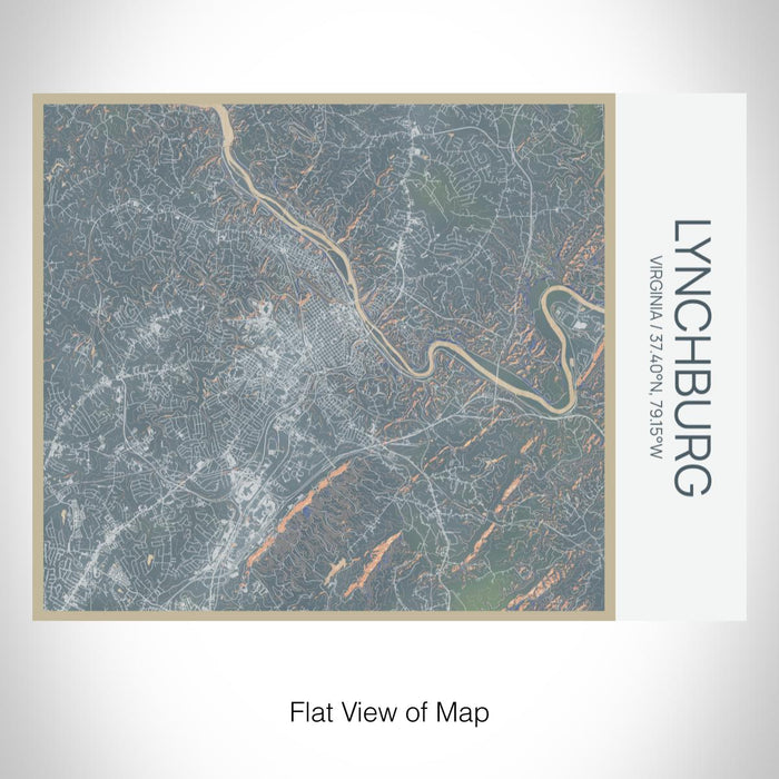 Rendered View of Lynchburg Virginia Map on 20oz Stainless Steel Insulated Bottle with Bamboo Top with printed afternoon style map