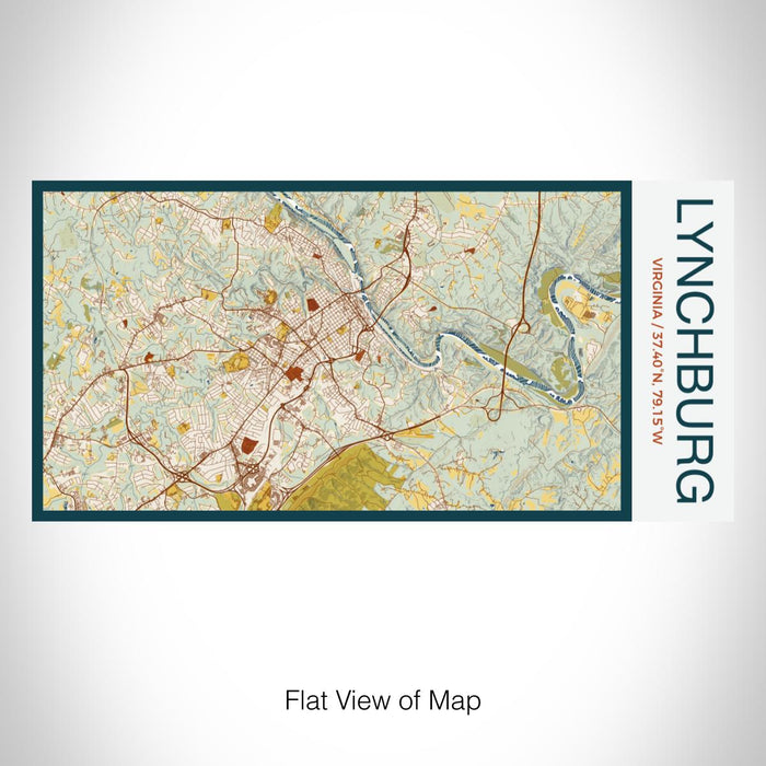 Rendered View of Lynchburg Virginia Map on 17oz Stainless Steel Insulated Bottle with printed woodblock style map
