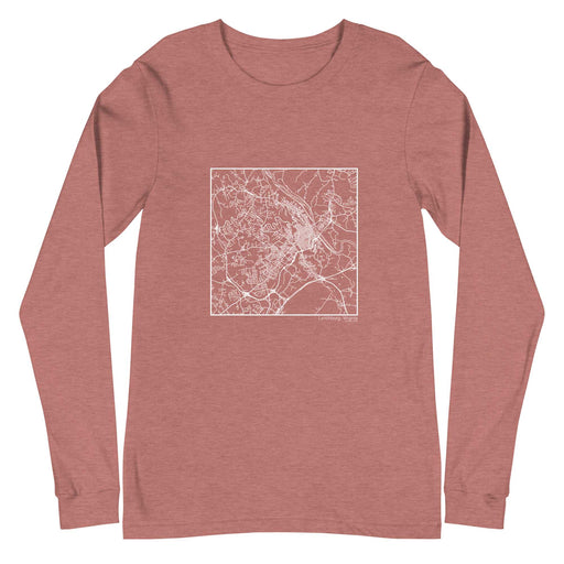 Lynchburg Virginia  Map Unisex Long-Sleeve T-shirt with City inscription in Heather Mauve