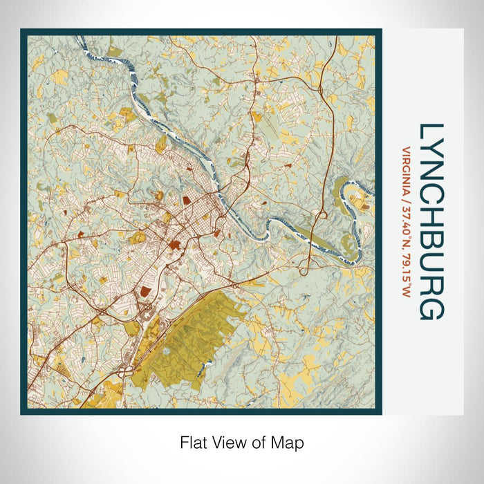 Rendered View of Lynchburg Virginia Map on 17oz Stainless Steel Insulated Tumbler in Woodblock Map Style