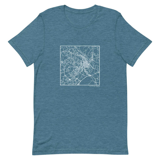 Lynchburg Virginia  Map Unisex T-Shirt with City inscription in Heather Teal