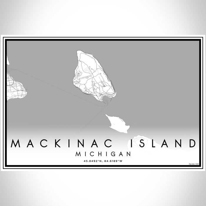 Mackinac Island Michigan Map Print Landscape Orientation in Classic Style With Shaded Background