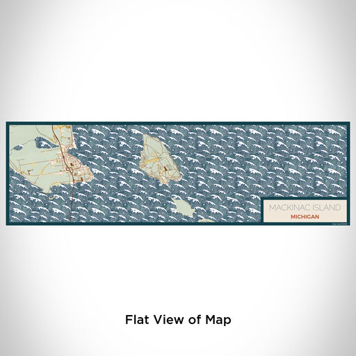 Flat View of Map Custom Mackinac Island Michigan Map Enamel Mug in Woodblock