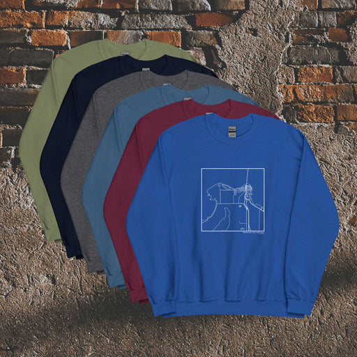 Mackinaw City Michigan  Map Unisex Crewneck Sweaters in Multiple Colors