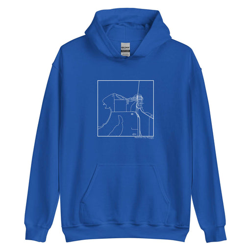 Mackinaw City Michigan  Map Unisex Hoodie Sweater with City inscription in Royal Blue