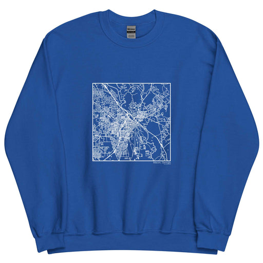 Macon Georgia  Map Unisex Crewneck Sweater with City inscription in Royal Blue