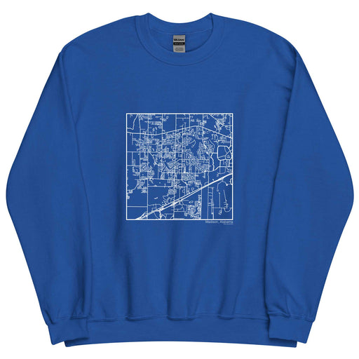 Madison Alabama  Map Unisex Crewneck Sweater with City inscription in Royal Blue
