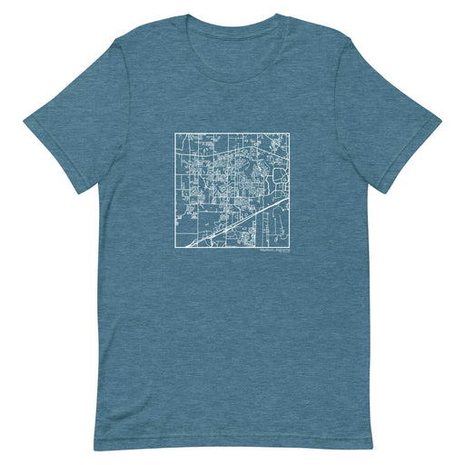 Madison Alabama  Map Unisex T-Shirt with City inscription in Heather Teal