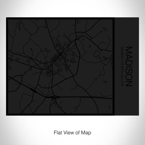 Rendered View of Madison Georgia Map on 20oz Stainless Steel Insulated Bottle with Bamboo Top in Matte Black with printed Tactile Lines Map in Black