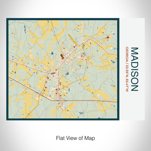 Rendered View of Madison Georgia Map on 20oz Stainless Steel Insulated Bottle with Bamboo Top with printed woodblock style map