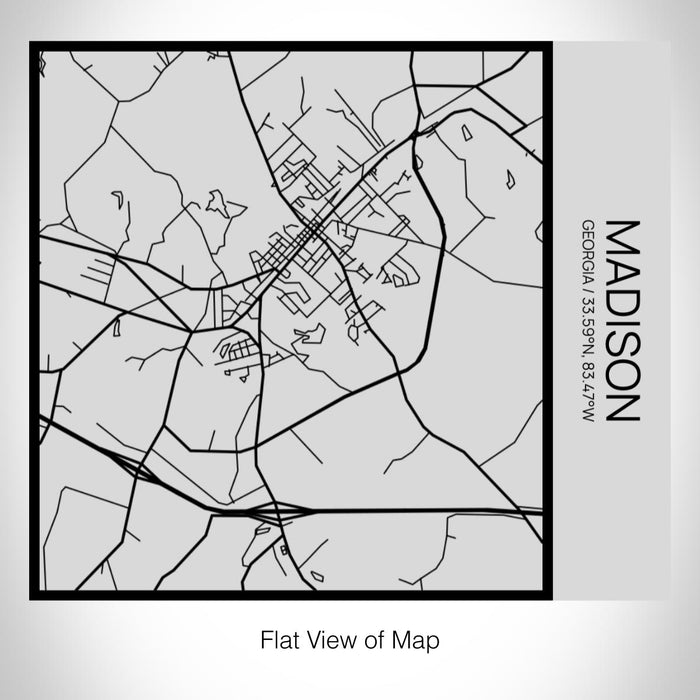 Rendered View of Madison Georgia Map on 17oz Stainless Steel Insulated Tumbler in Tactile Lines with Succulent in Background