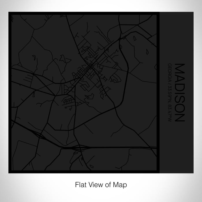 Rendered View of Madison Georgia Map on 17oz Stainless Steel Insulated Tumbler in Matte Black with Tactile Lines