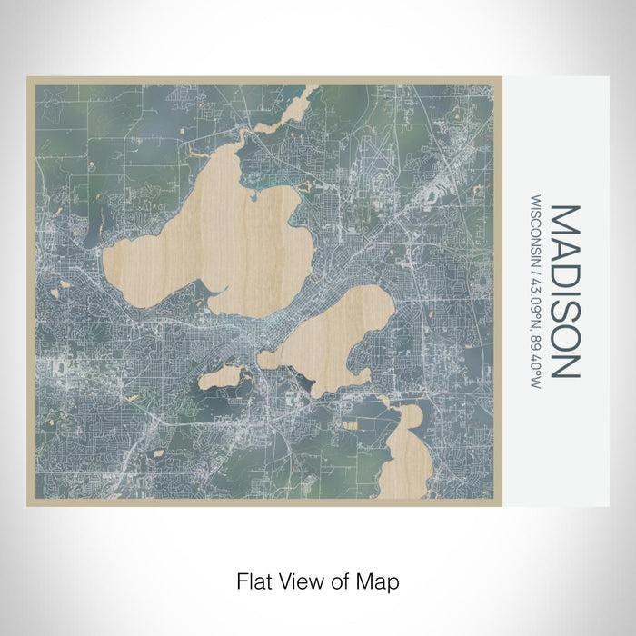 Rendered View of Madison Wisconsin Map on 20oz Stainless Steel Insulated Bottle with Bamboo Top with printed afternoon style map