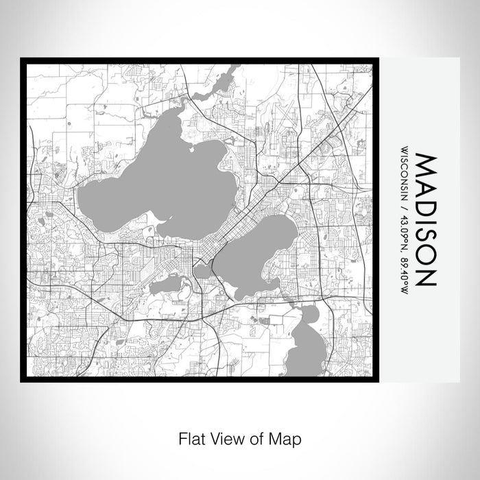 Rendered View of Madison Wisconsin Map on 20oz Stainless Steel Insulated Bottle with Bamboo Top with printed classic style map