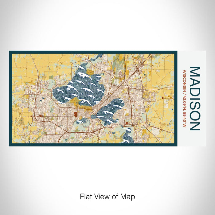Rendered View of Madison Wisconsin Map on 17oz Stainless Steel Insulated Bottle with printed woodblock style map