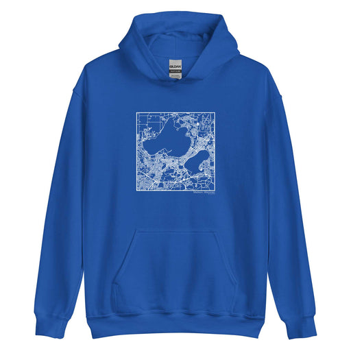 Madison Wisconsin  Map Unisex Hoodie Sweater with City inscription in Royal Blue