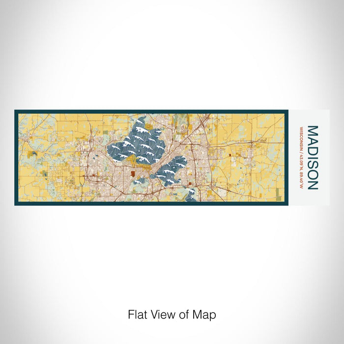 Rendered View of Madison Wisconsin Map on 10oz Stainless Steel Insulated Cup in Woodblock with Sliding Lid