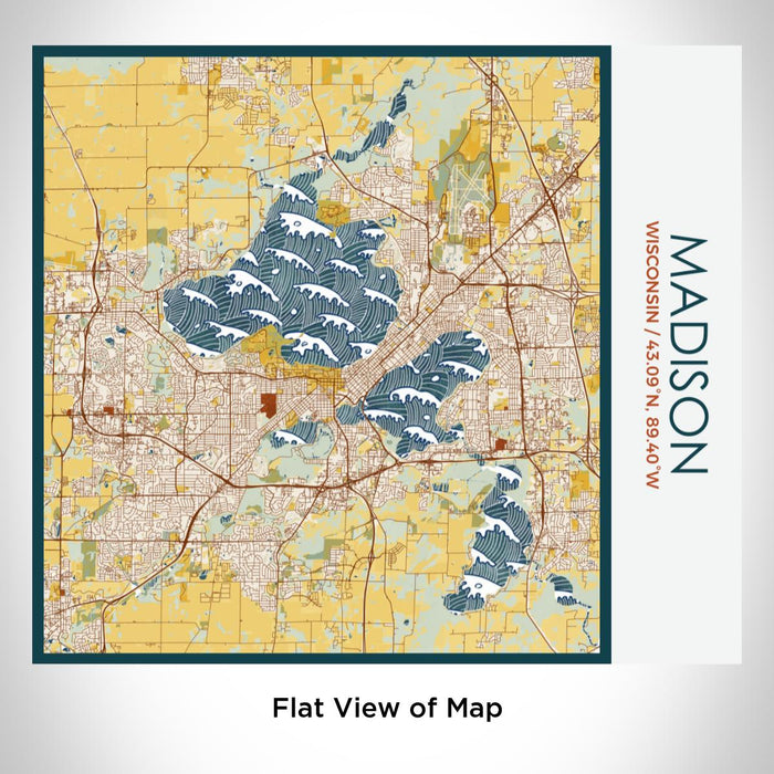 Rendered View of Madison Wisconsin Map on 17oz Stainless Steel Insulated Tumbler in Woodblock Map Style