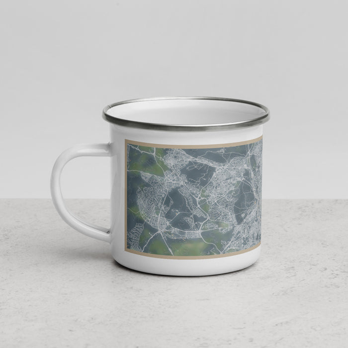 Left View Custom Madrid Spain Map Enamel Mug in Afternoon