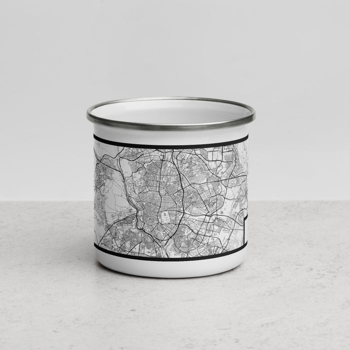 Front View Custom Madrid Spain Map Enamel Mug in Classic