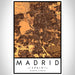 Madrid Spain Map Print Portrait Orientation in Ember Style With Shaded Background