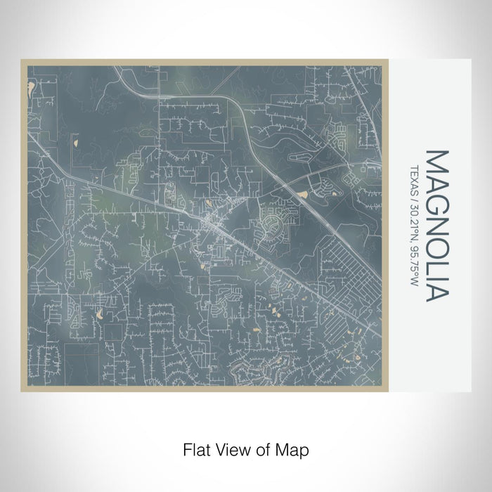 Rendered View of Magnolia Texas Map on 20oz Stainless Steel Insulated Bottle with Bamboo Top with printed afternoon style map