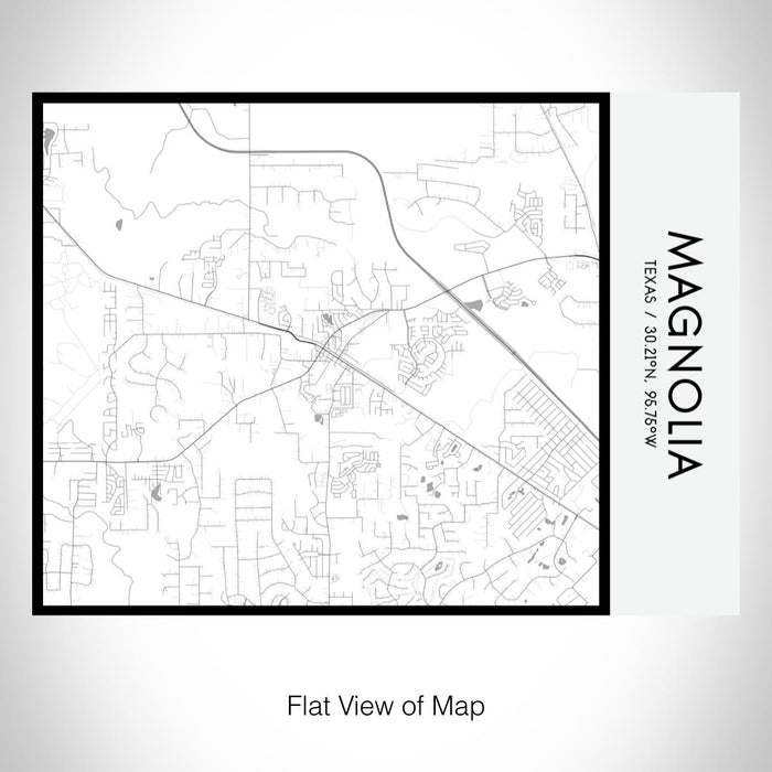 Rendered View of Magnolia Texas Map on 20oz Stainless Steel Insulated Bottle with Bamboo Top with printed classic style map
