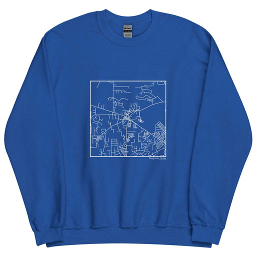 Magnolia Texas  Map Unisex Crewneck Sweater with City inscription in Royal Blue