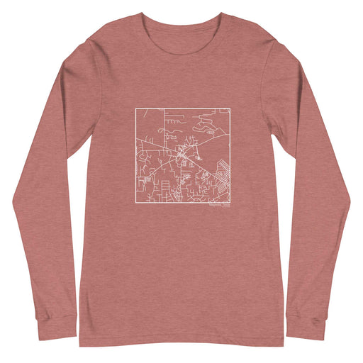 Magnolia Texas  Map Unisex Long-Sleeve T-shirt with City inscription in Heather Mauve