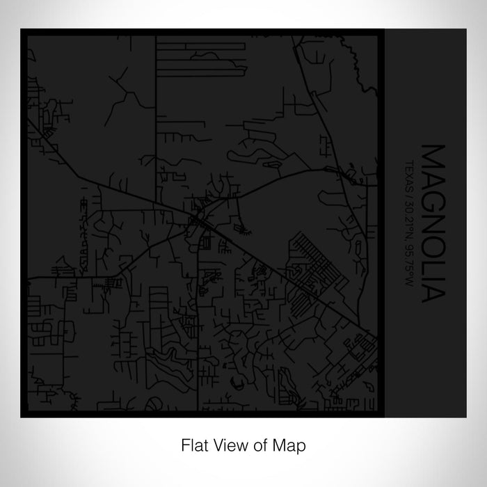 Rendered View of Magnolia Texas Map on 17oz Stainless Steel Insulated Tumbler in Matte Black with Tactile Lines