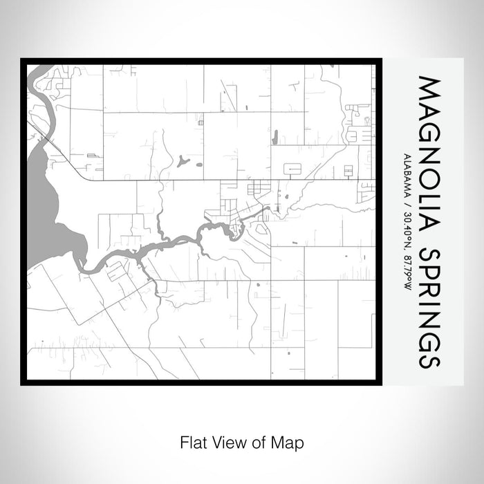 Rendered View of Magnolia Springs Alabama Map on 20oz Stainless Steel Insulated Bottle with Bamboo Top with printed classic style map