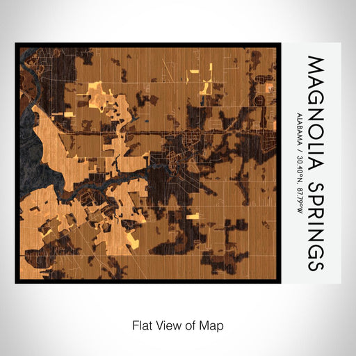 Rendered View of Magnolia Springs Alabama Map on 20oz Stainless Steel Insulated Bottle with Bamboo Top with printed ember style map