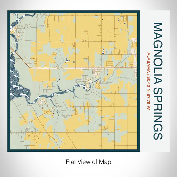 Rendered View of Magnolia Springs Alabama Map on 17oz Stainless Steel Insulated Tumbler in Woodblock Map Style