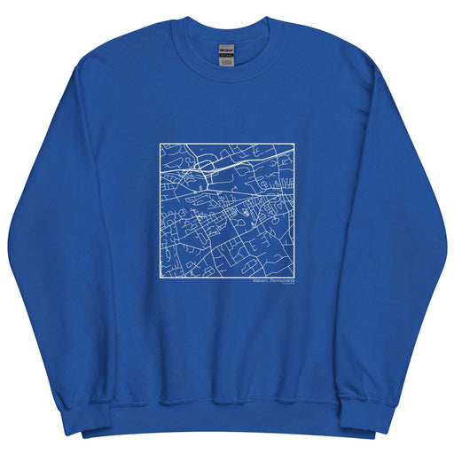 Malvern Pennsylvania  Map Unisex Crewneck Sweater with City inscription in Royal Blue