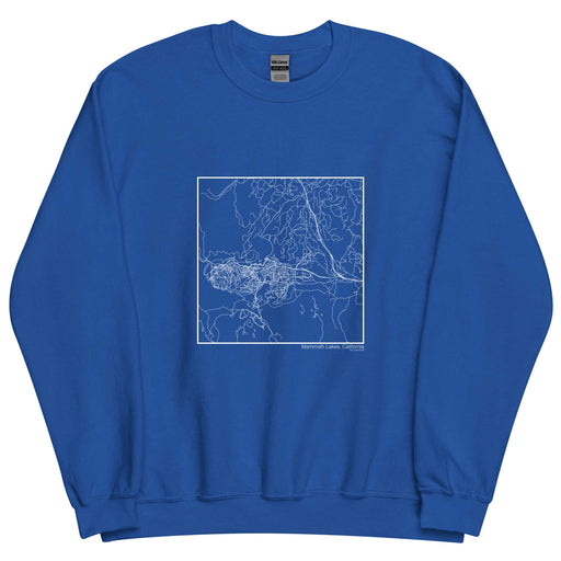 Mammoth Lakes California  Map Unisex Crewneck Sweater with City inscription in Royal Blue