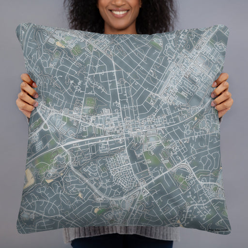 Person holding 22x22 Custom Manassas Virginia Map Throw Pillow in Afternoon