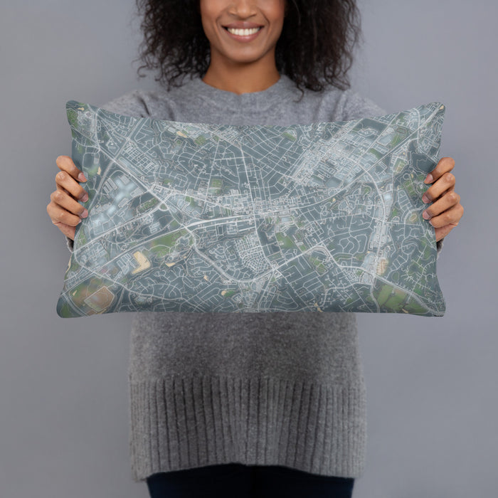 Person holding 20x12 Custom Manassas Virginia Map Throw Pillow in Afternoon