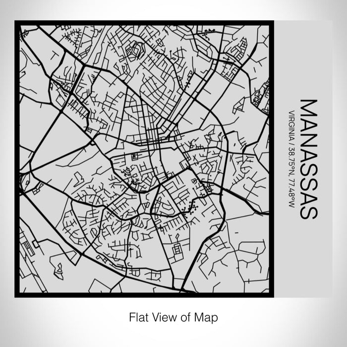 Rendered View of Manassas Virginia Map on 17oz Stainless Steel Insulated Tumbler in Tactile Lines with Succulent in Background