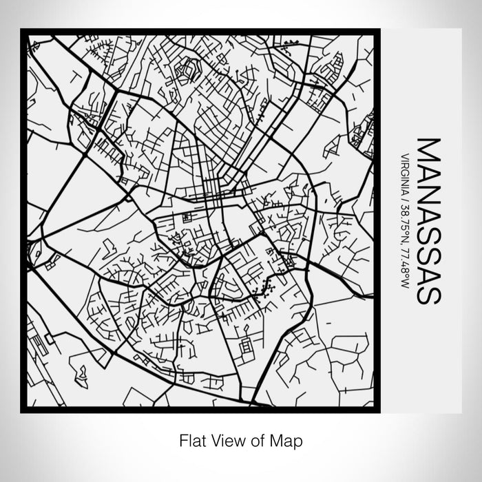 Rendered View of Manassas Virginia Map on 17oz Stainless Steel Insulated Tumbler in Matte White with Tactile Lines