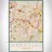 Manassas Virginia Map Print Portrait Orientation in Woodblock Style With Shaded Background